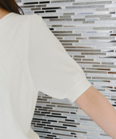 【アウトレット】ダイヤ柄編みサマーニットトップス