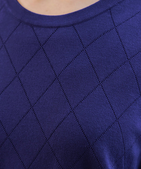 【アウトレット】ダイヤ柄編みサマーニットトップス