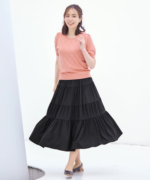 【アウトレット】ダイヤ柄編みサマーニットトップス