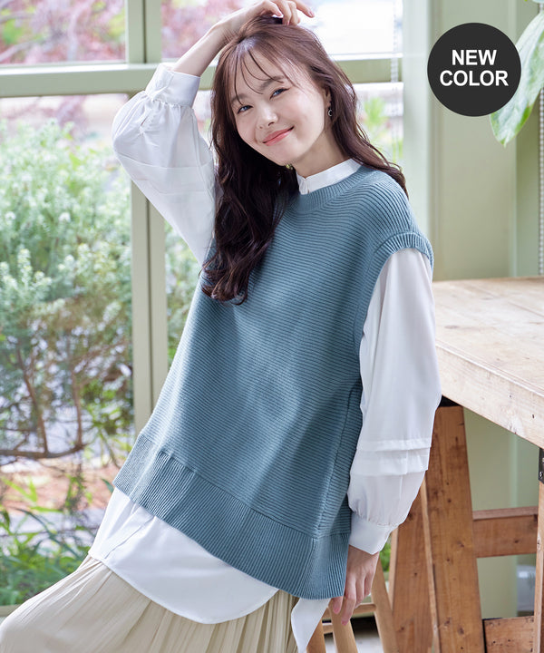 【新色追加】【2way】シャツドッキングニットベスト