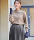 配色スリーブリブニットトップス