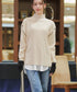 配色スリーブリブニットトップス