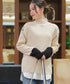 配色スリーブリブニットトップス