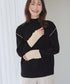 配色スリーブリブニットトップス