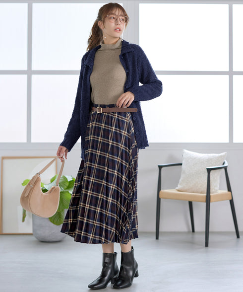 ウール混ラメタートルネックニット