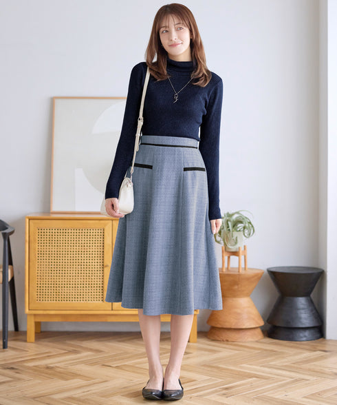 ウール混ラメタートルネックニット