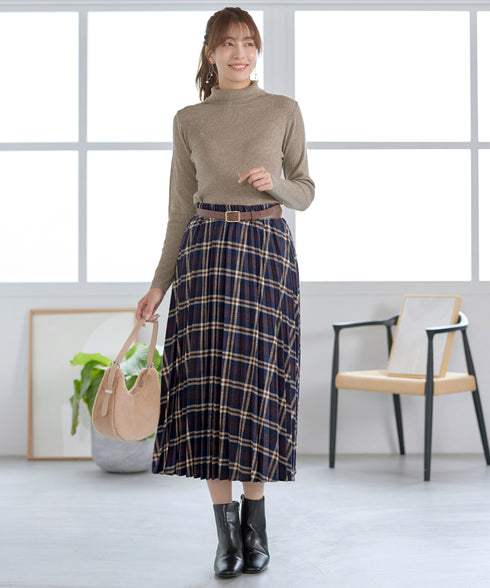 ウール混ラメタートルネックニット