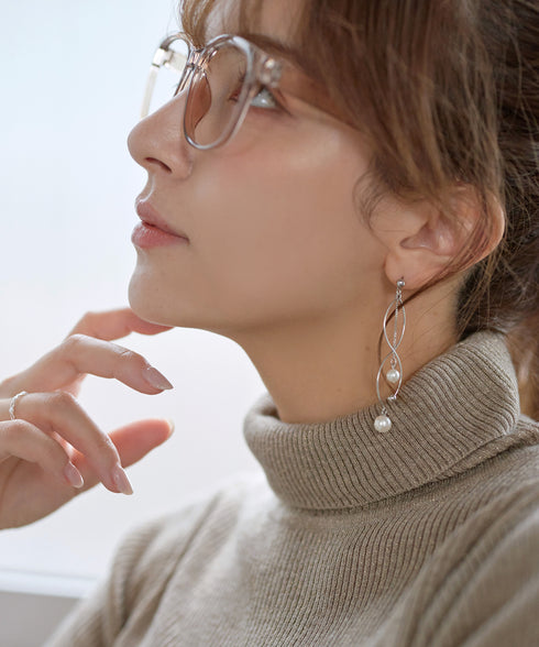 ウール混ラメタートルネックニット