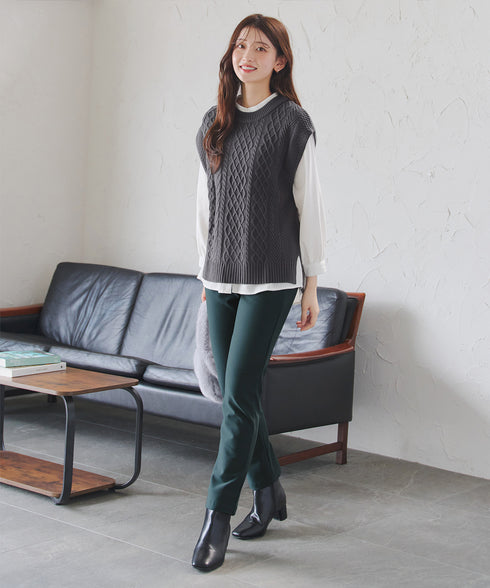 【安田美沙子さん着用・新色追加・日本製】すふれ起毛ストレートパンツ