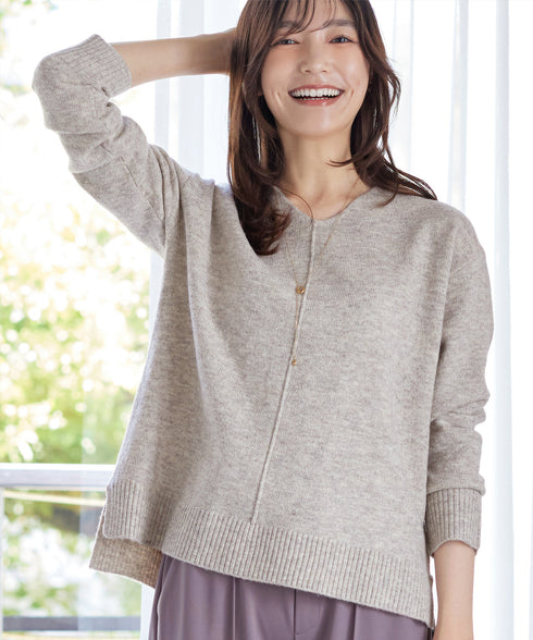 【安田美沙子さん着用】メランジVネックニットプルオーバー