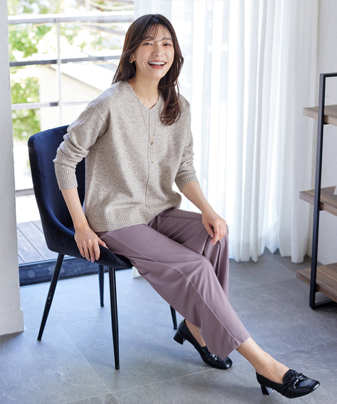 【安田美沙子さん着用】メランジVネックニットプルオーバー