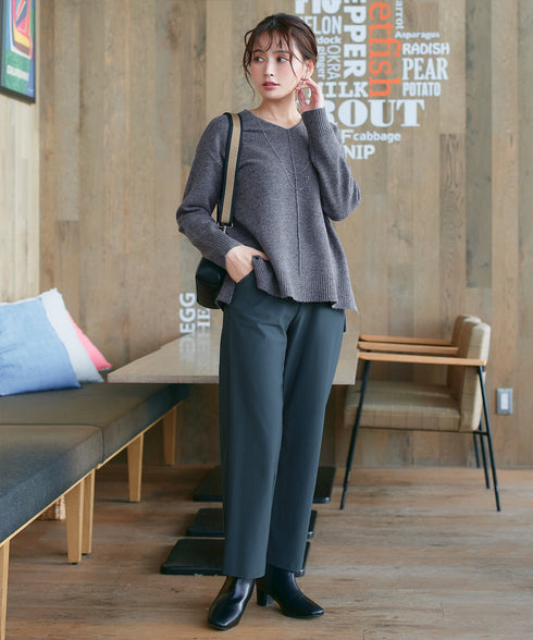 【安田美沙子さん着用】メランジVネックニットプルオーバー