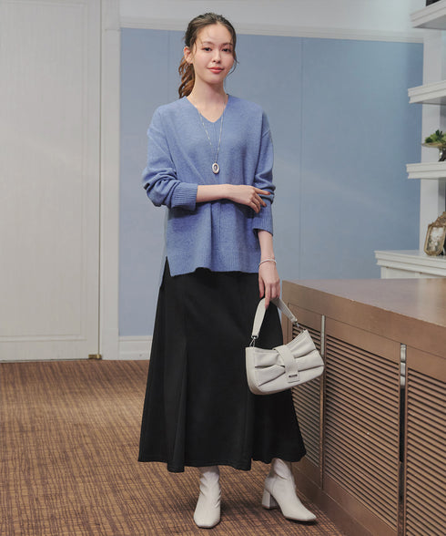 【安田美沙子さん着用】メランジVネックニットプルオーバー