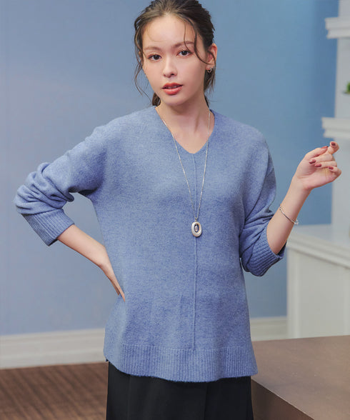 【安田美沙子さん着用】メランジVネックニットプルオーバー