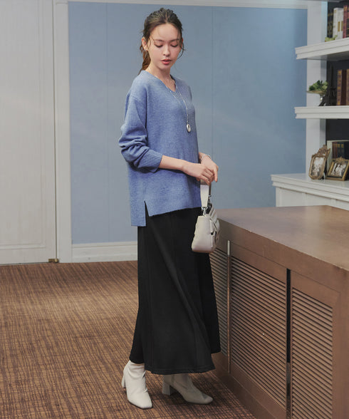 【安田美沙子さん着用】メランジVネックニットプルオーバー