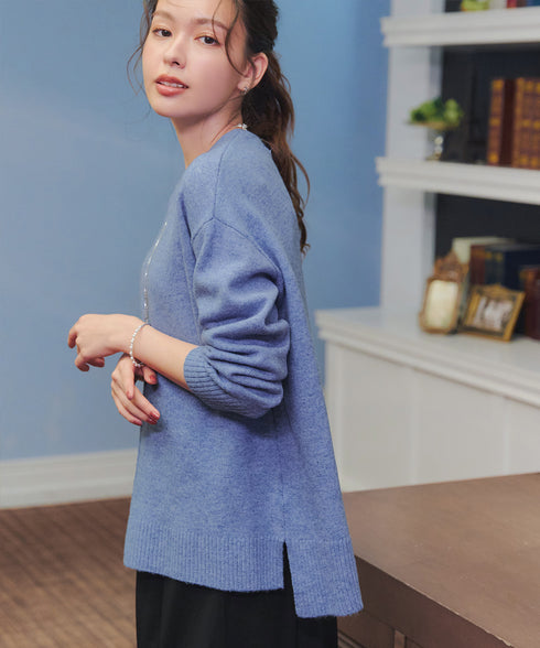 【安田美沙子さん着用】メランジVネックニットプルオーバー