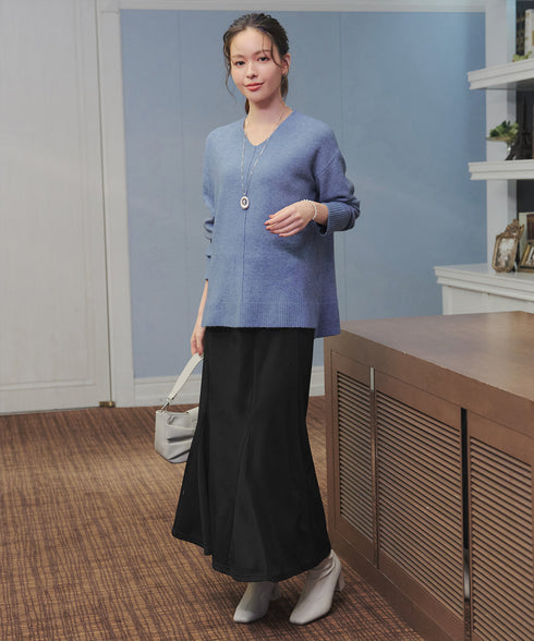 【安田美沙子さん着用】メランジVネックニットプルオーバー