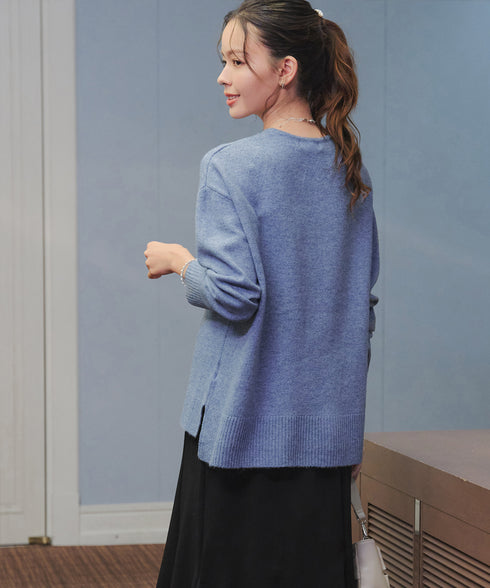 【安田美沙子さん着用】メランジVネックニットプルオーバー