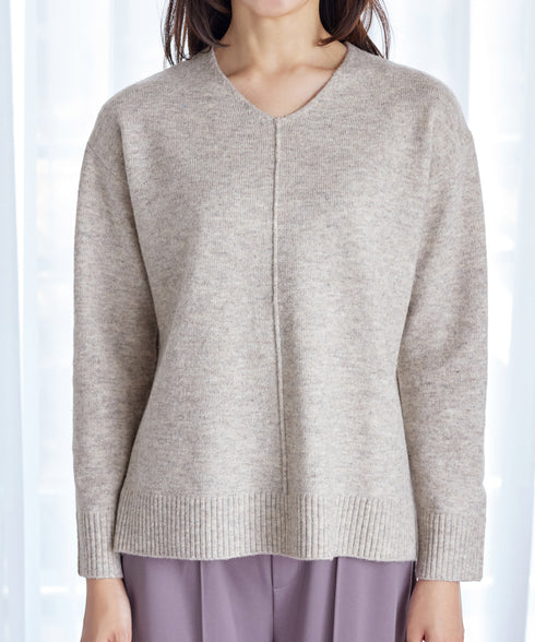 【安田美沙子さん着用】メランジVネックニットプルオーバー