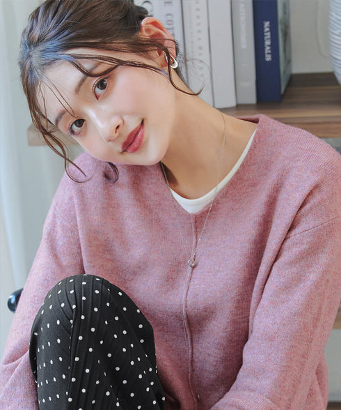 【安田美沙子さん着用】メランジVネックニットプルオーバー