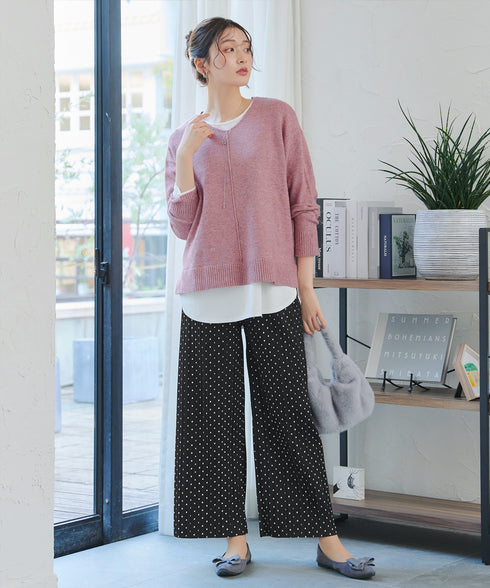 【安田美沙子さん着用】メランジVネックニットプルオーバー