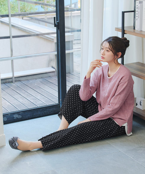 【安田美沙子さん着用】メランジVネックニットプルオーバー