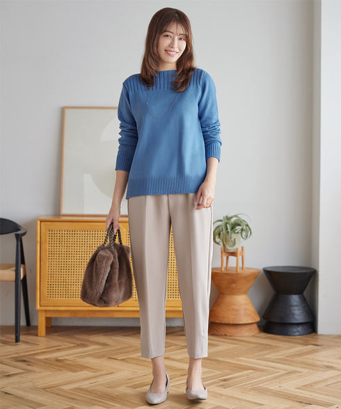 【ストレッチジョーゼット】 スリットテーパードパンツ