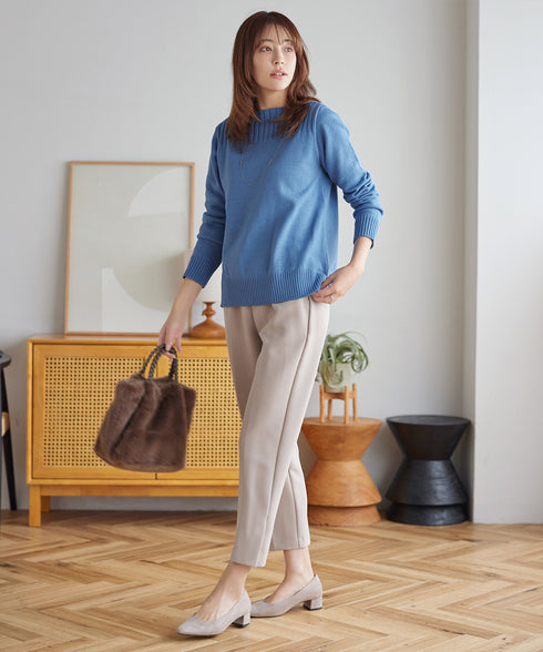 【ストレッチジョーゼット】 スリットテーパードパンツ