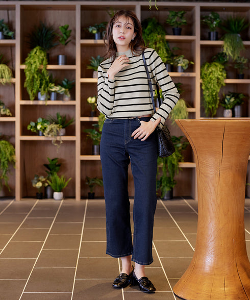 【安田美沙子さん着用】ストレッチワイドデニム