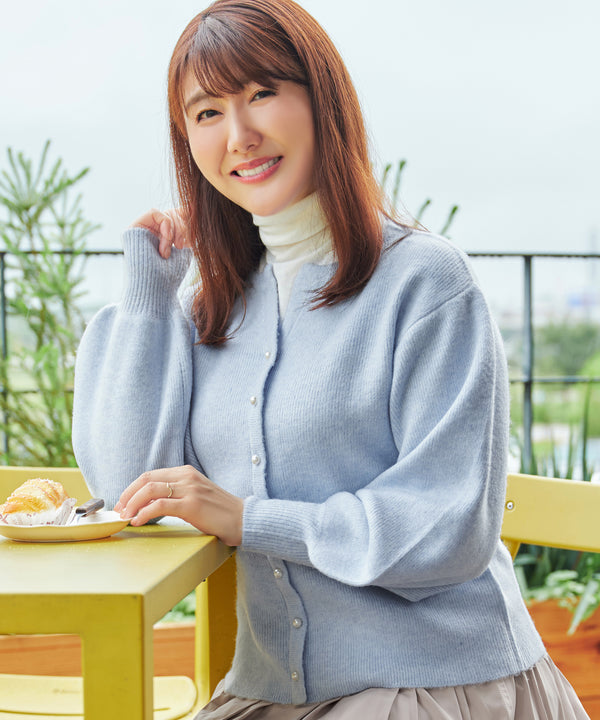 メランジ糸キーネックトップス