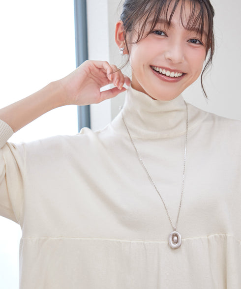 ハイネックギャザーニットプルオーバー
