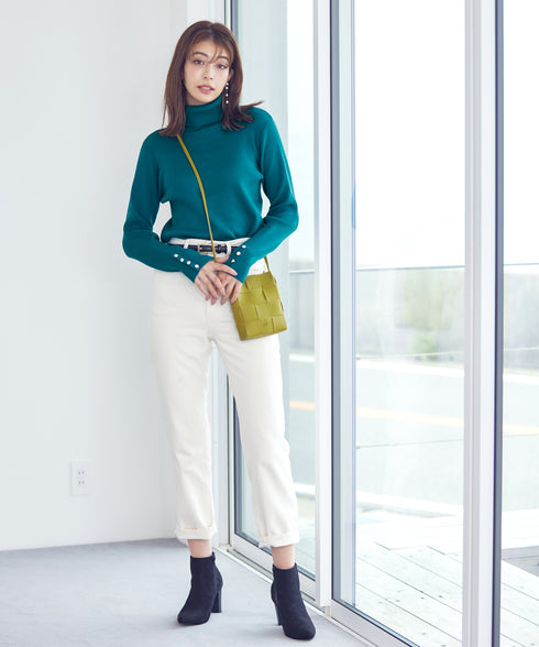 【新色追加】タートルボタンニットトップス