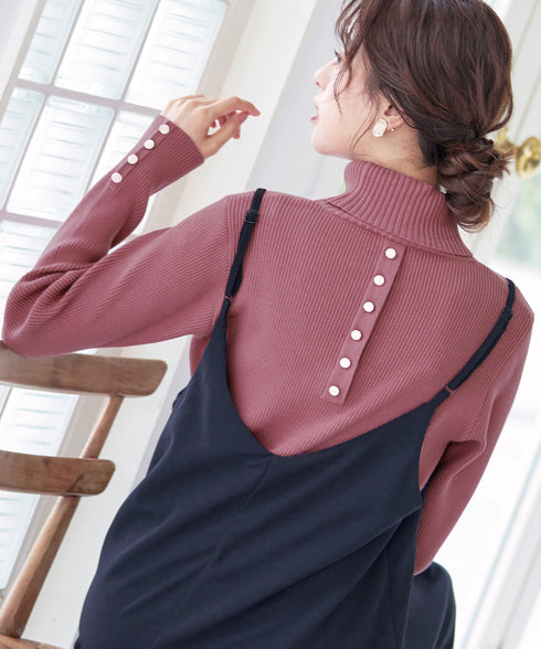 【新色追加】タートルボタンニットトップス