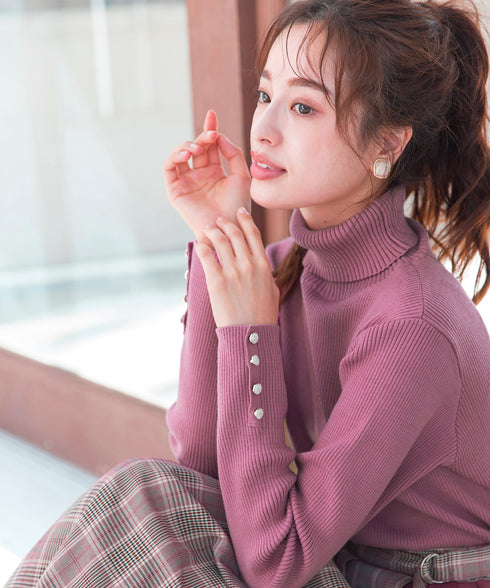 【新色追加】タートルボタンニットトップス