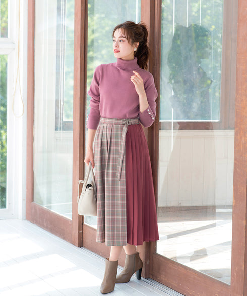 【新色追加】タートルボタンニットトップス