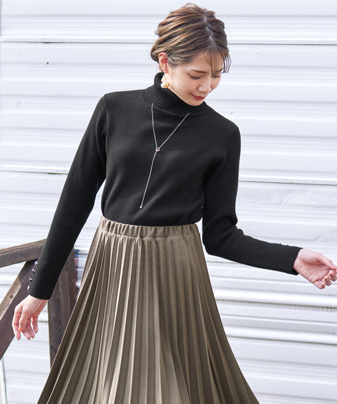 【新色追加】タートルボタンニットトップス