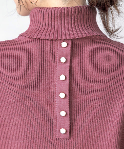 【新色追加】タートルボタンニットトップス