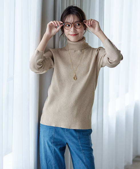 【新色追加】タートルボタンニットトップス