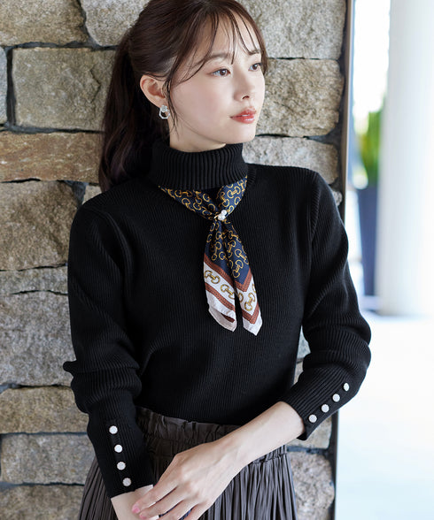 【新色追加】タートルボタンニットトップス