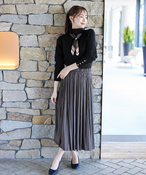 【新色追加】タートルボタンニットトップス