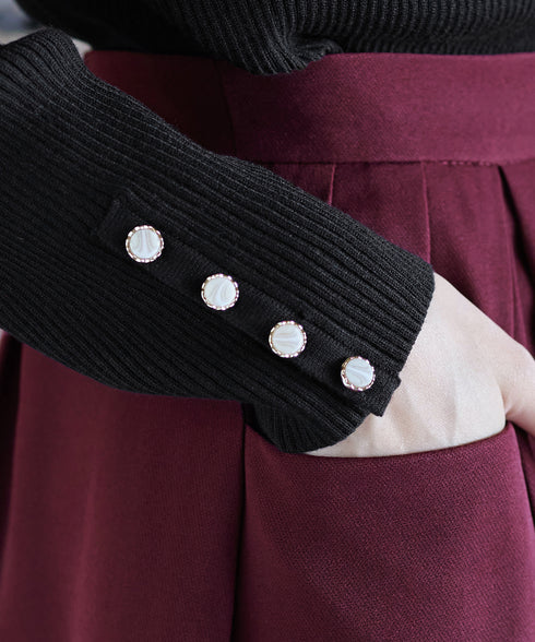 【新色追加】タートルボタンニットトップス