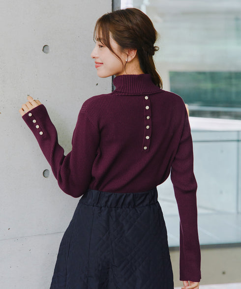 【新色追加】タートルボタンニットトップス
