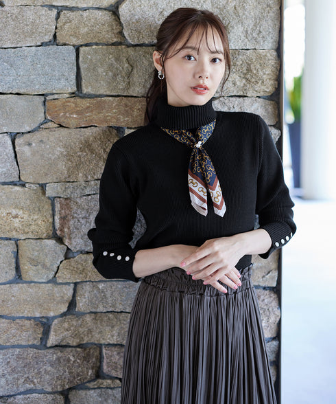 【新色追加】タートルボタンニットトップス