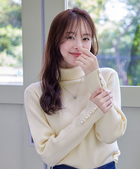 【新色追加】タートルボタンニットトップス