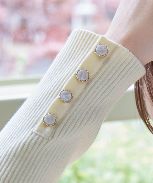 【新色追加】タートルボタンニットトップス