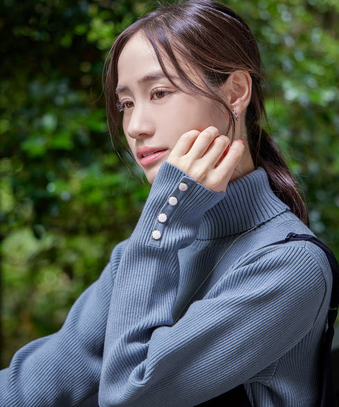 【新色追加】タートルボタンニットトップス