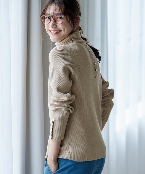 【新色追加】タートルボタンニットトップス
