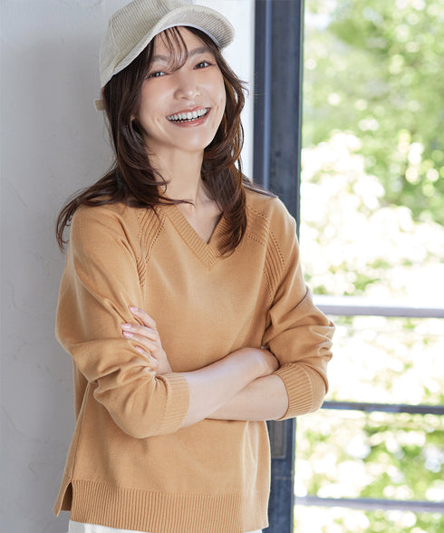 【安田美沙子さん着用 / 選べる2type】ラグランニットトップス