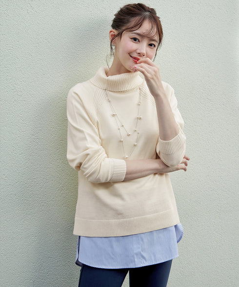 【安田美沙子さん着用 / 選べる2type】ラグランニットトップス