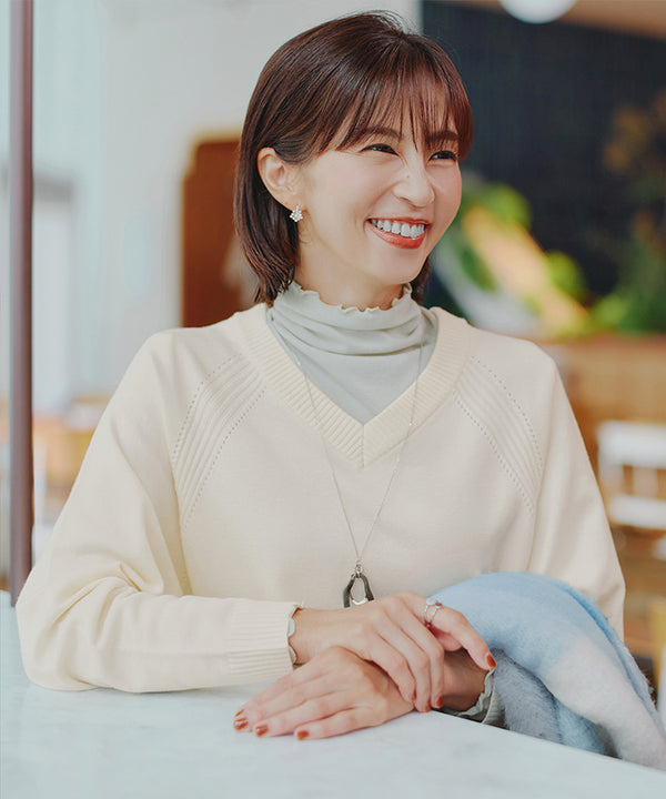 【安田美沙子さん着用 / 日本製】ストレスフリーの着け心地の変形マーブルモチーフネックレス